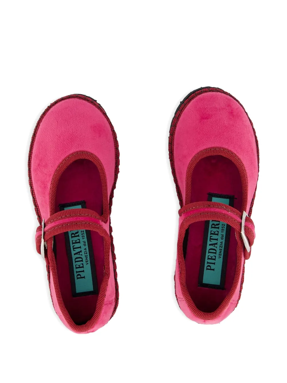 PIEDATERRE Grace velvet buckled ballet flats Pink