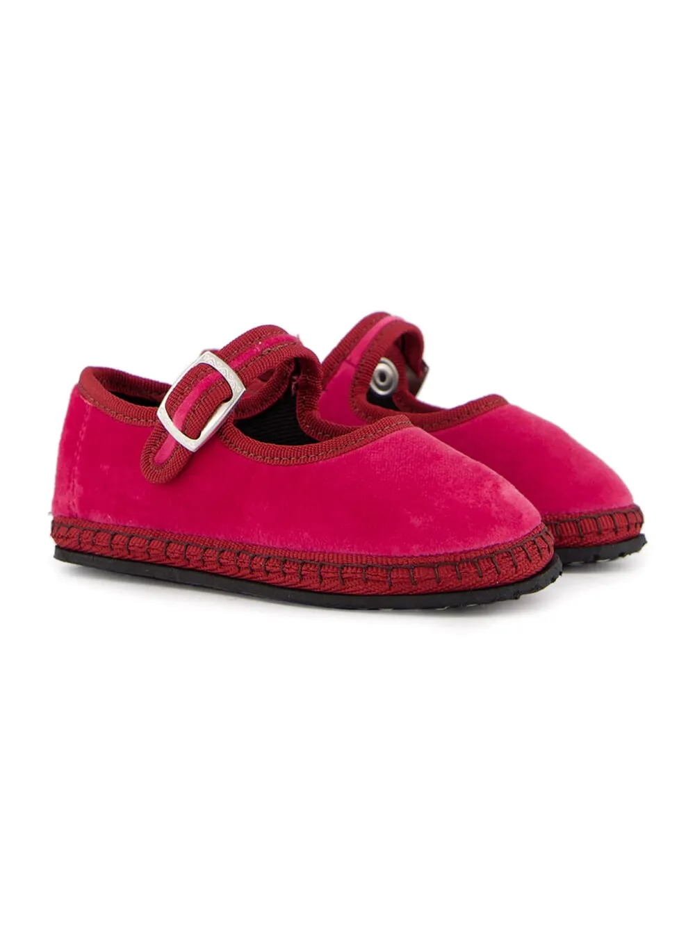 PIEDATERRE Grace velvet buckled ballet flats | Pink | Image 1