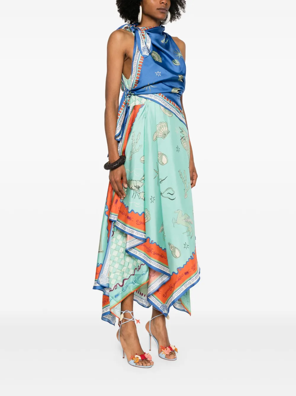 ALEMAIS Surrealist Summer Scarf jurk Blauw