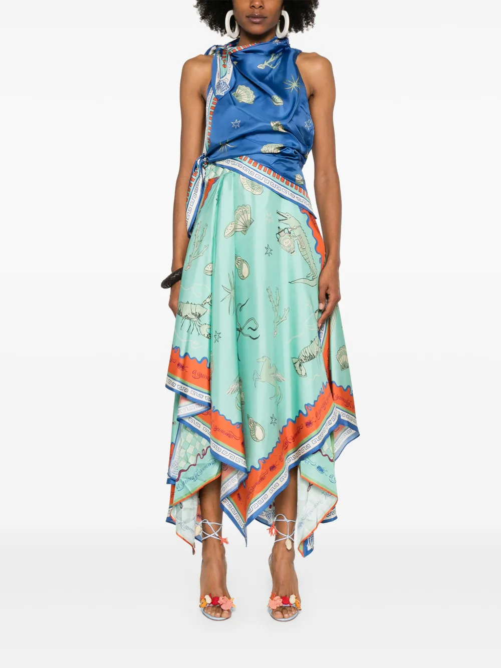 ALEMAIS Surrealist Summer Scarf jurk - Blauw
