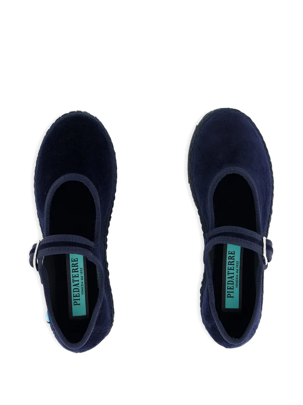 Piedaterre Velvet Buckle Ballet Flats In Blue