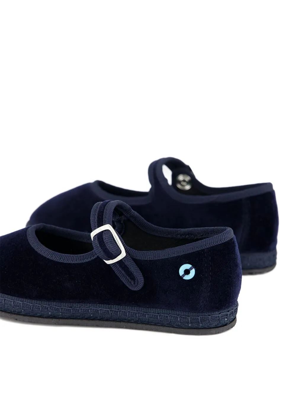 Piedaterre Velvet Buckle Ballet Flats In Blue