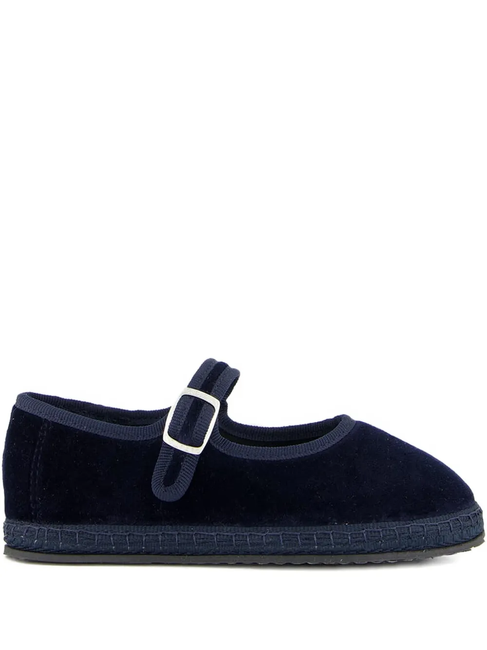 Piedaterre Velvet Buckle Ballet Flats In Blue