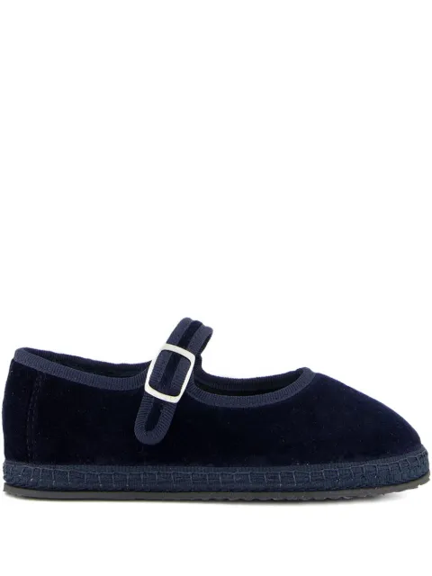 PIEDATERRE velvet buckle ballet flats