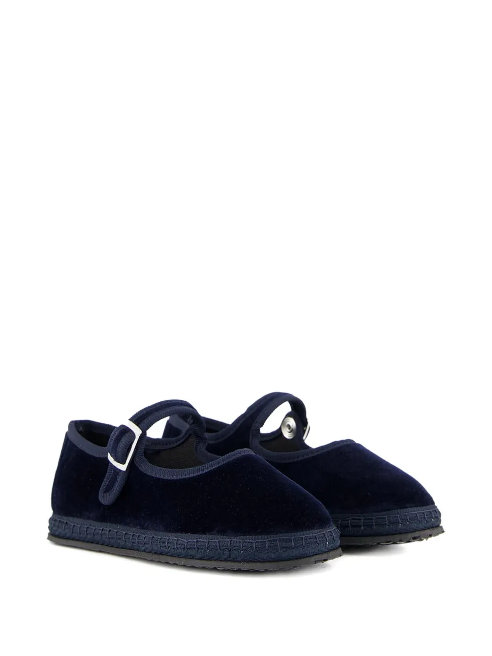 Piedaterre Velvet Buckle Ballet Flats In Blue