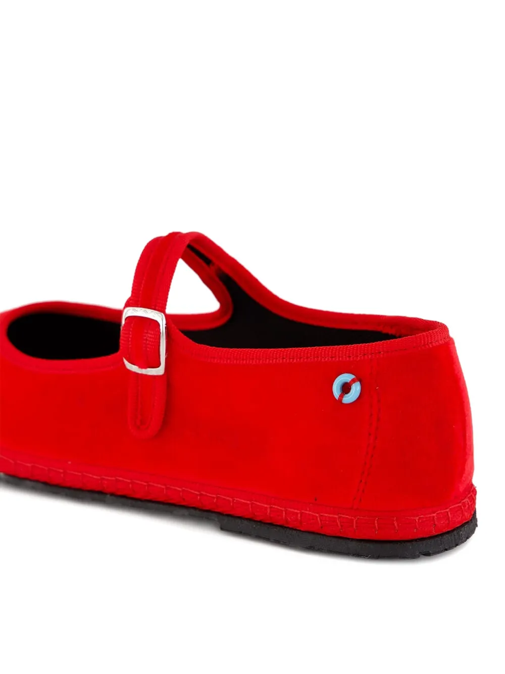 Piedaterre Mary Jane Velvet Buckle Ballet Flats In Red