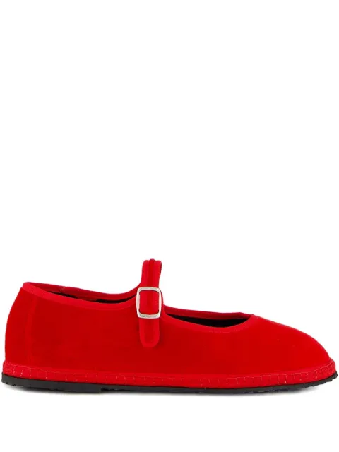 PIEDATERRE Mary Jane velvet buckle ballet flats
