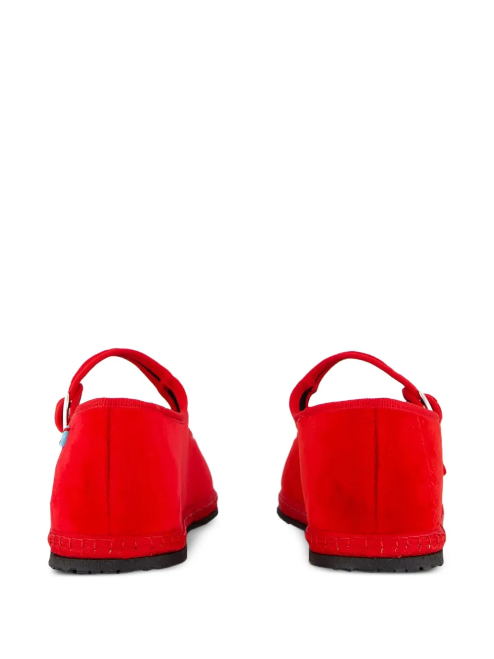 Piedaterre Mary Jane Velvet Buckle Ballet Flats In Red