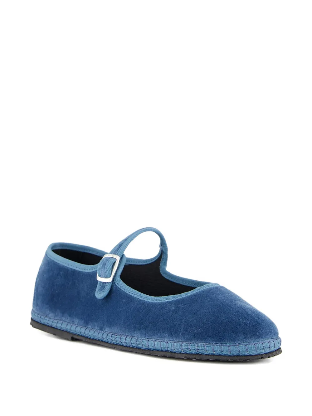 Piedaterre Mary Jane Velvet Buckle Ballet Flats In Blue