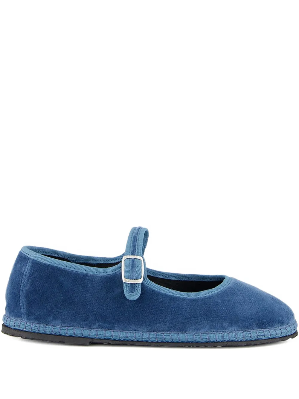Piedaterre Mary Jane Velvet Buckle Ballet Flats In Blue
