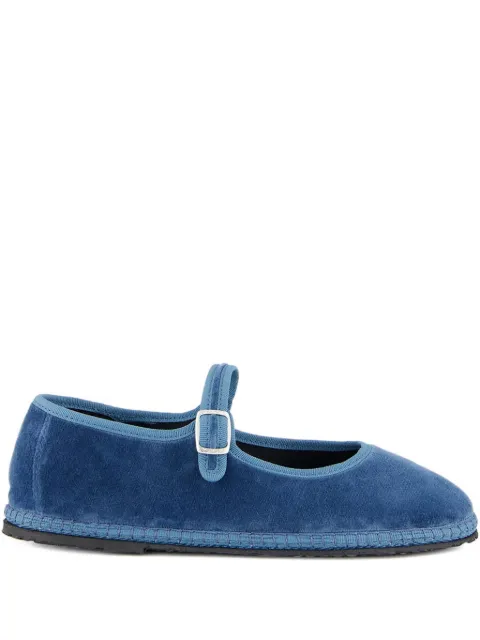 PIEDATERRE Mary Jane velvet buckle ballet flats 