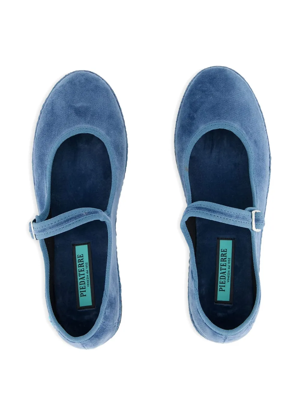 Piedaterre Mary Jane Velvet Buckle Ballet Flats In Blue