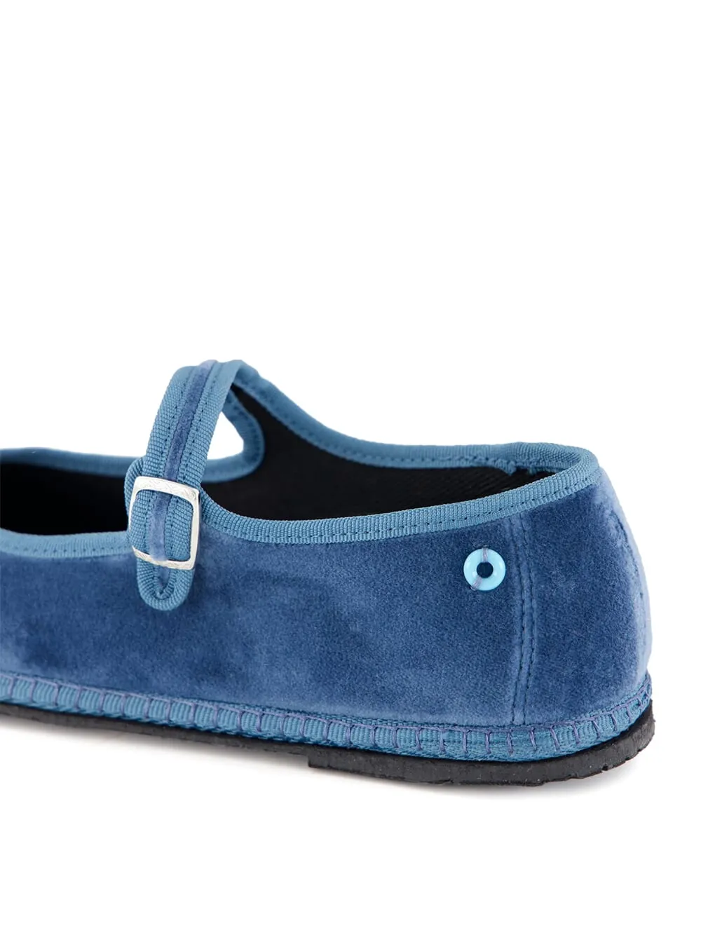 Piedaterre Mary Jane Velvet Buckle Ballet Flats In Blue