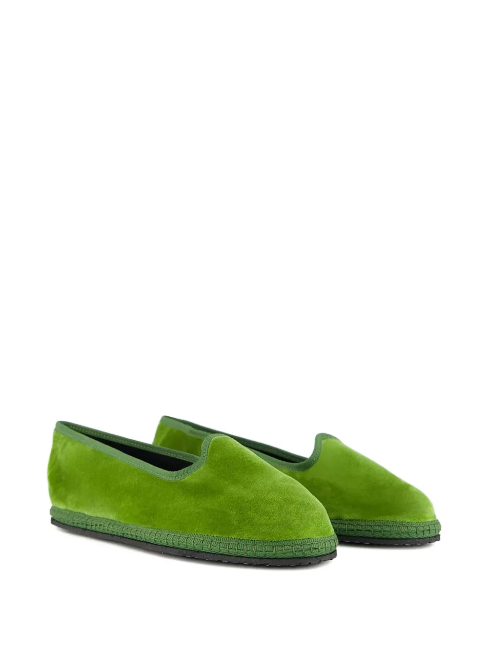 Piedaterre Modigliani Velvet Ballet Flats In Green