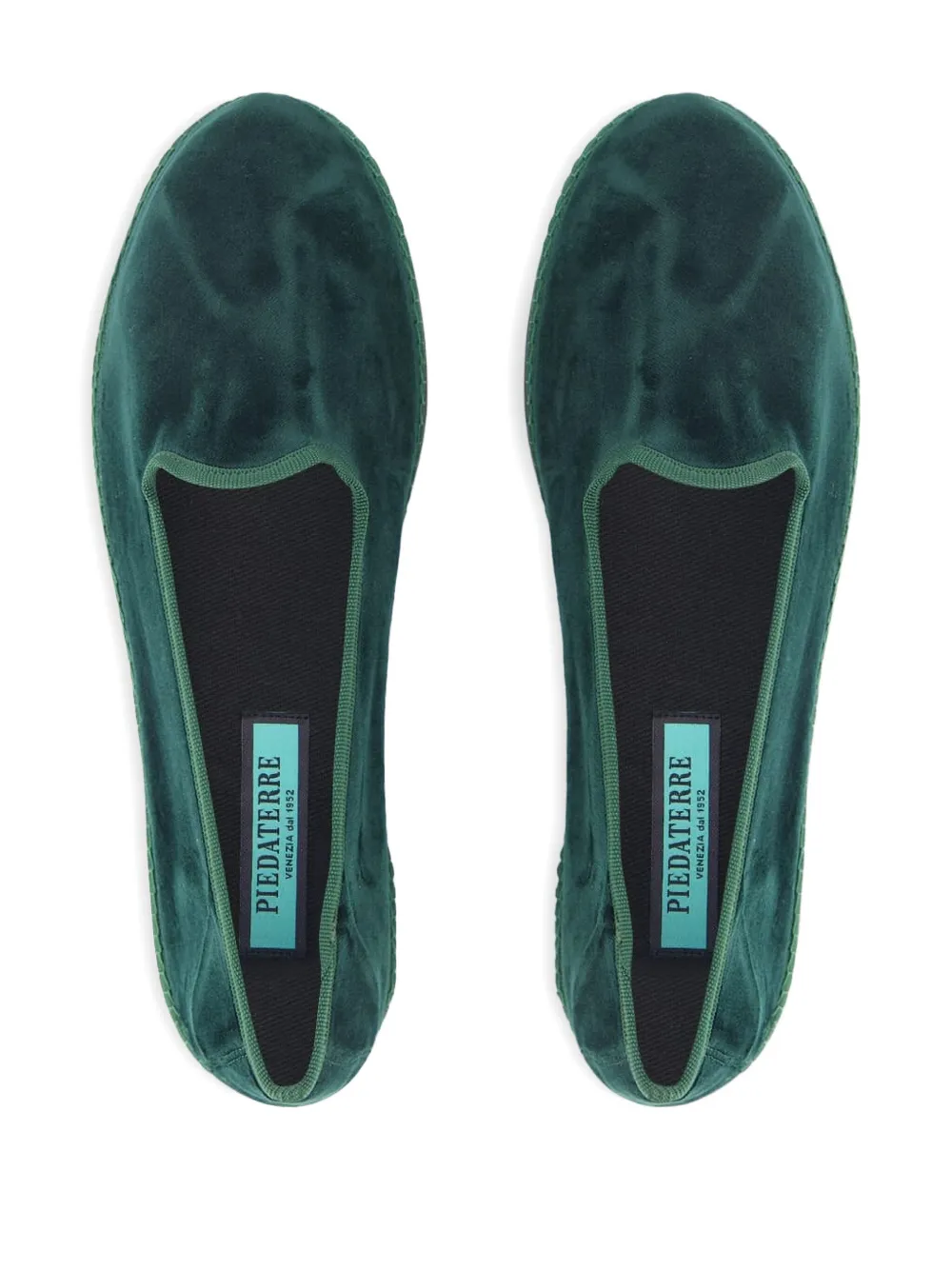 PIEDATERRE Modigliani velvet flat loafers Green