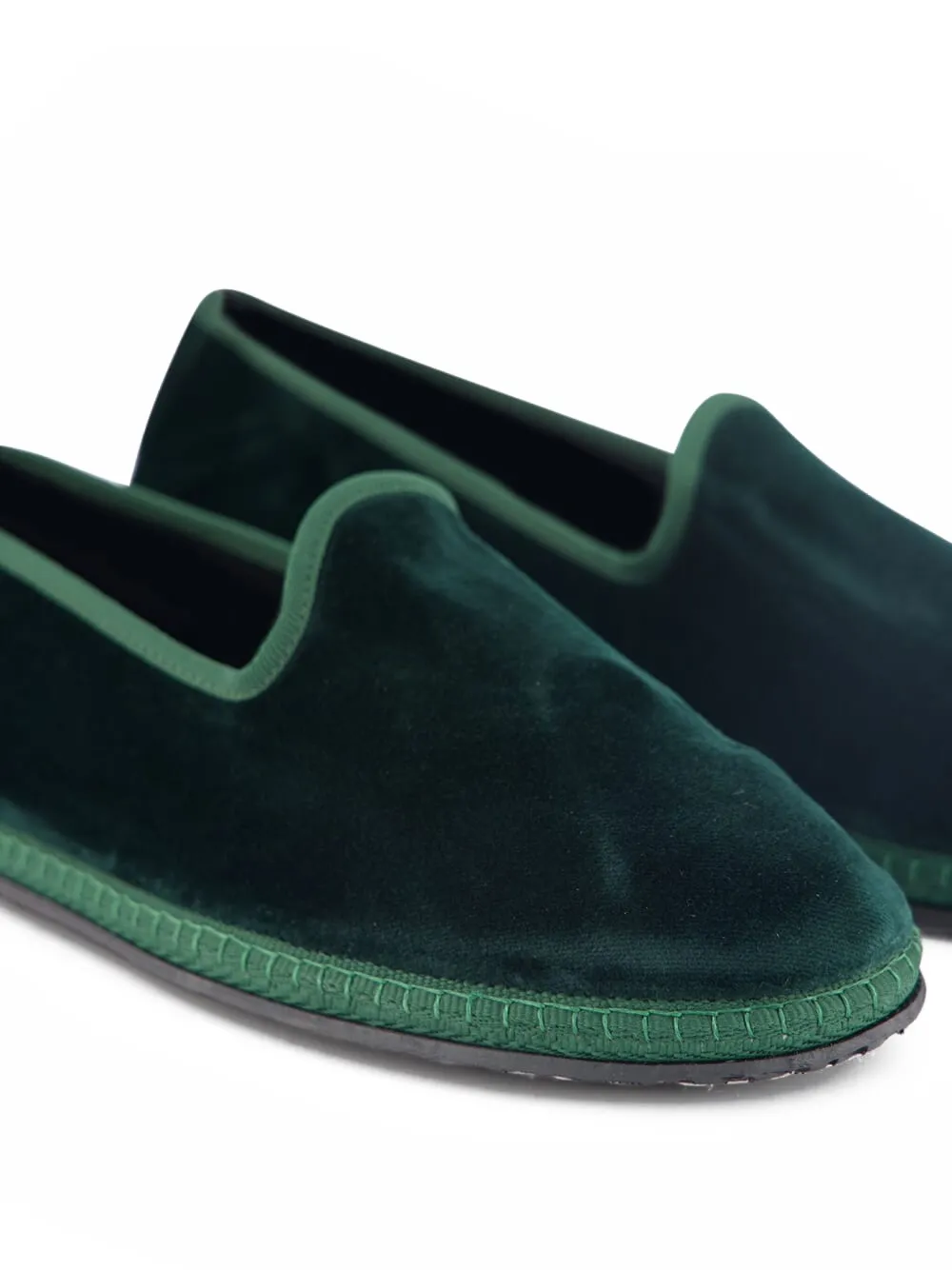 PIEDATERRE Modigliani velvet flat loafers Green