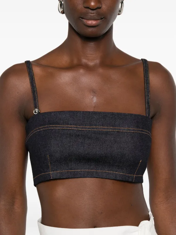 jacquemus トップス Jacquemus Denim Cropped Top | Blue | FARFETCH