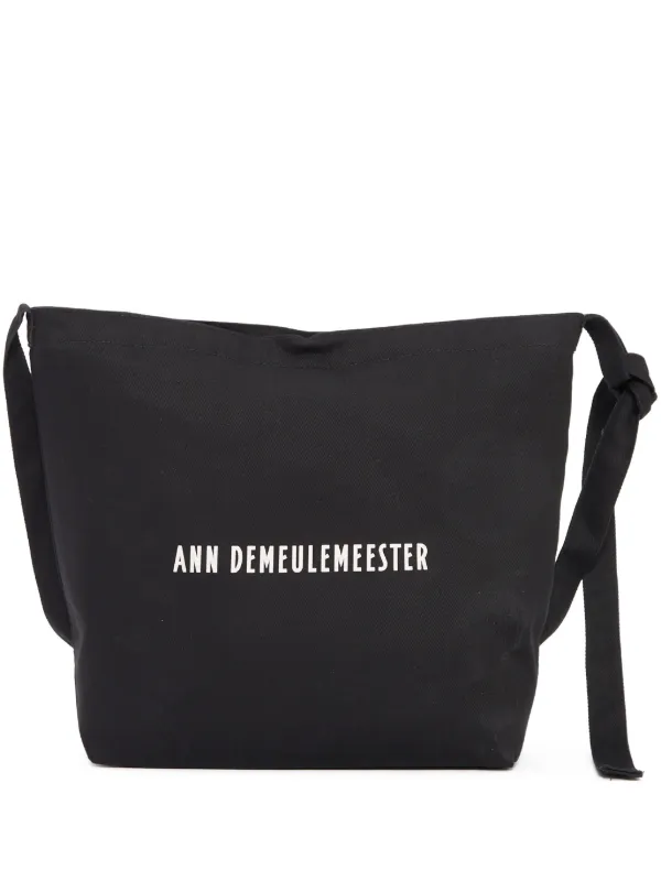 Ann Demeulemeester Cotton Shoulder Bag in Black