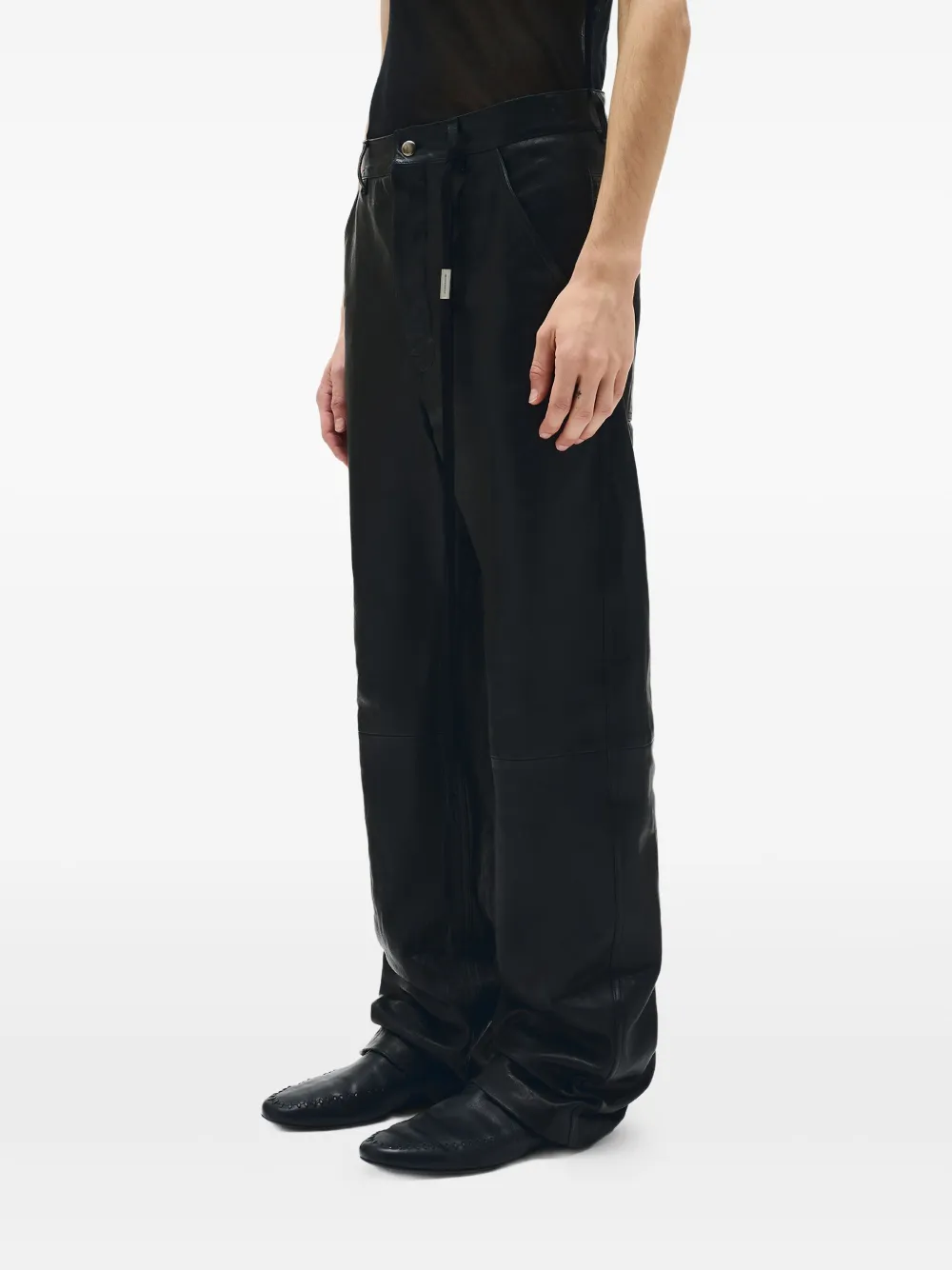 Ann Demeulemeester Leren broek Zwart