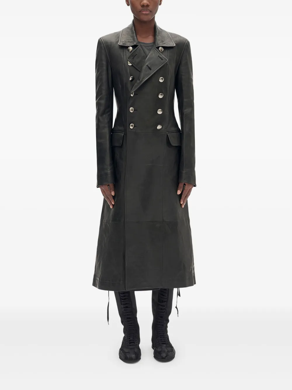 Ann Demeulemeester Adelita trenchcoat met dubbele rij knopen Zwart