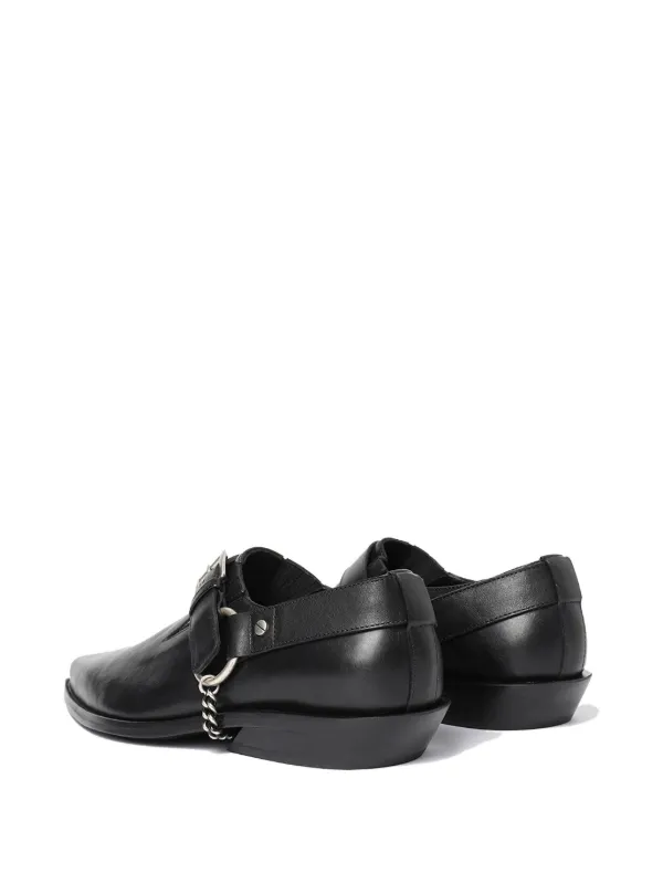 Ann Demeulemeester Pointy buckle-detail Leather Monk Shoes | Black