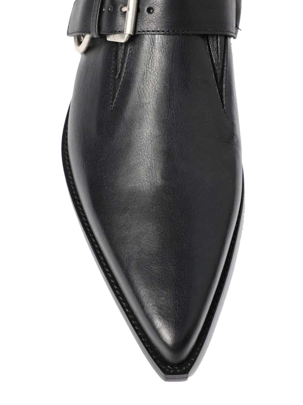 Ann Demeulemeester Pointy buckle-detail leather monk shoes Black