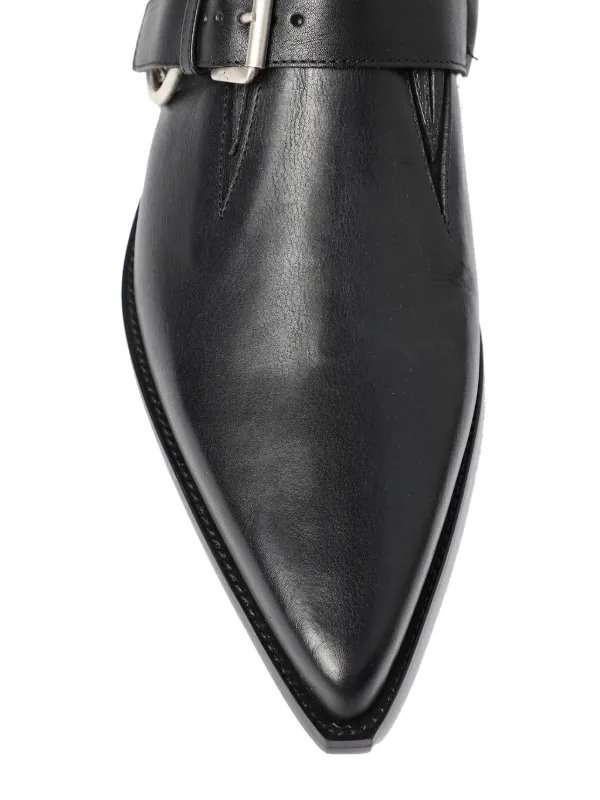 Ann Demeulemeester Pointy buckle-detail Leather Monk Shoes | Black