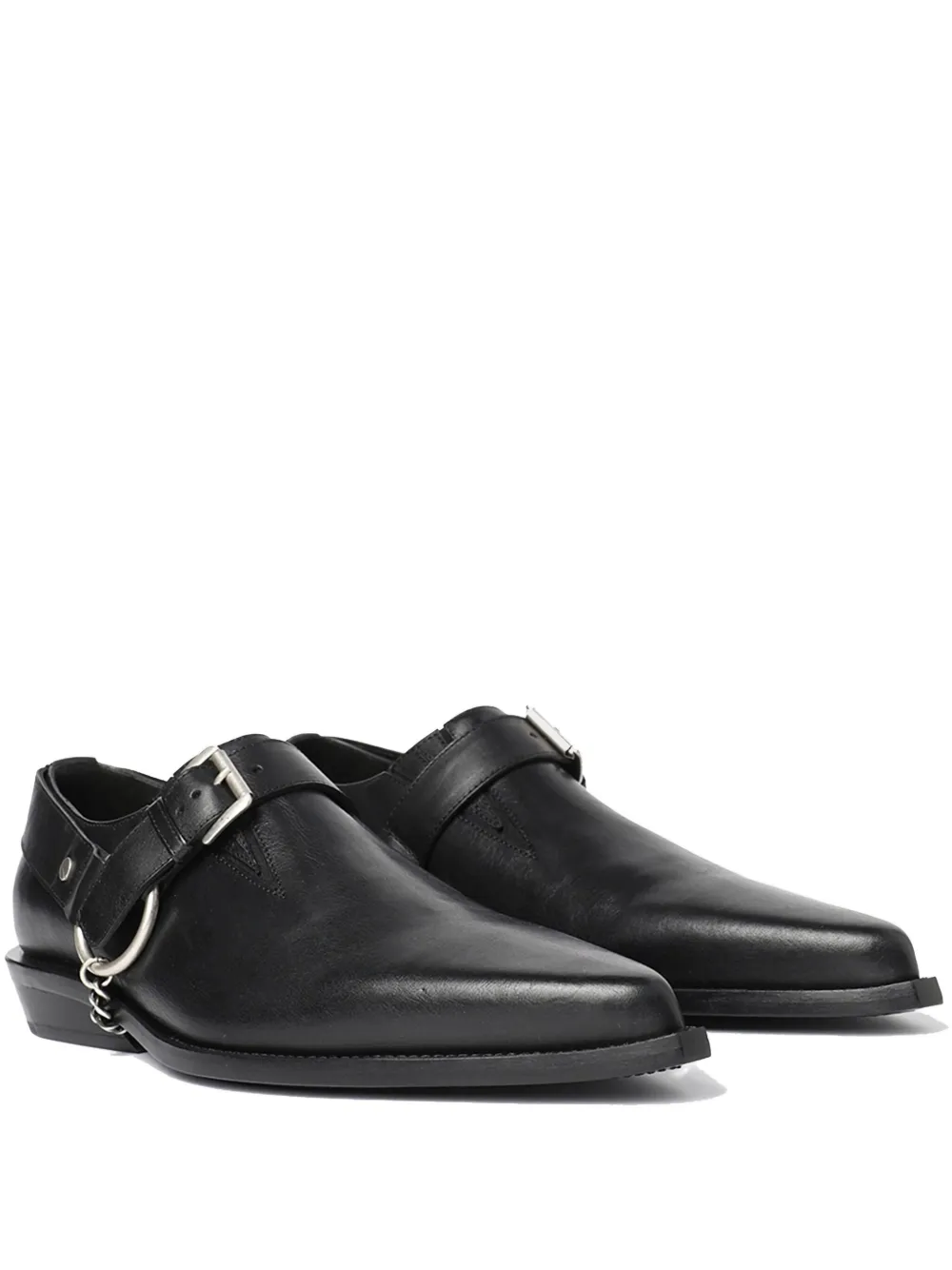 Ann Demeulemeester Pointy buckle-detail leather monk shoes Black