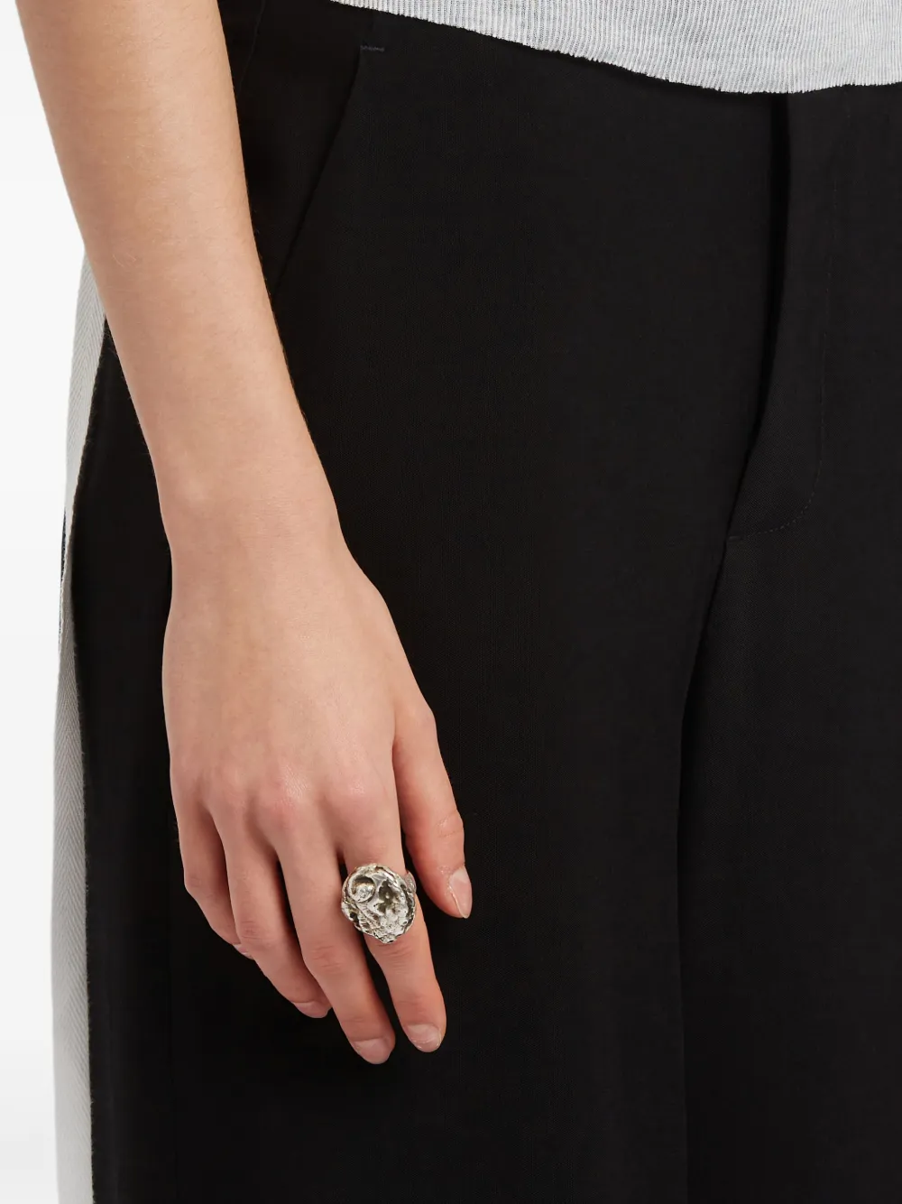 Ann Demeulemeester Gul Gabochon ring - Zilver