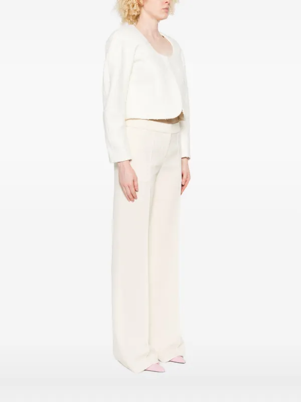 Jacquemus Cropped Tweed Jacket | White | FARFETCH