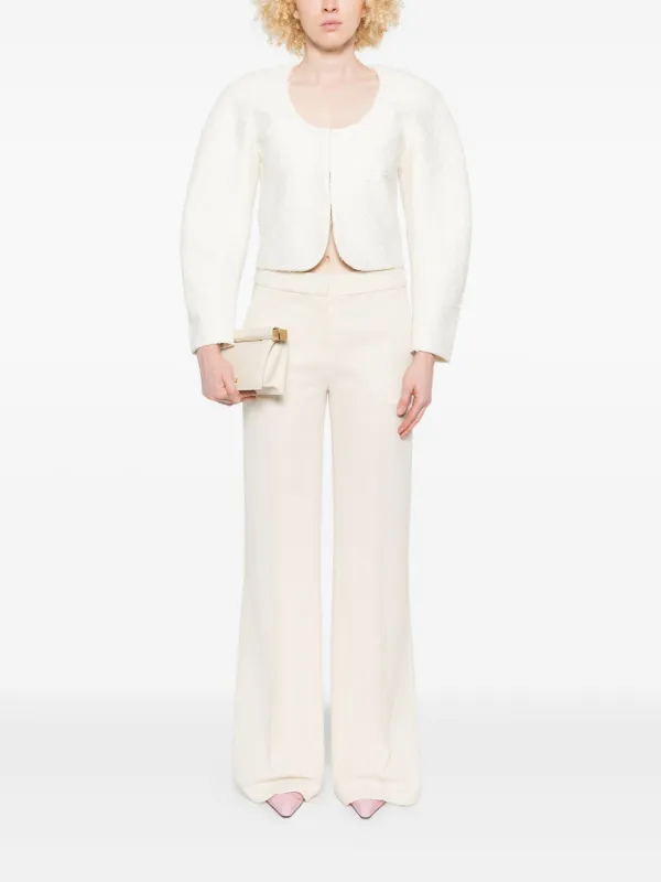 Jacquemus Cropped Tweed Jacket | White | FARFETCH