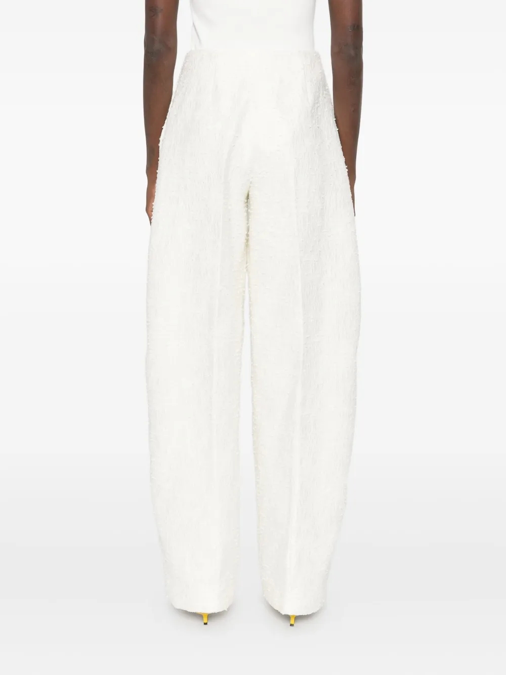 Jacquemus Le Curvo tweed broek Wit
