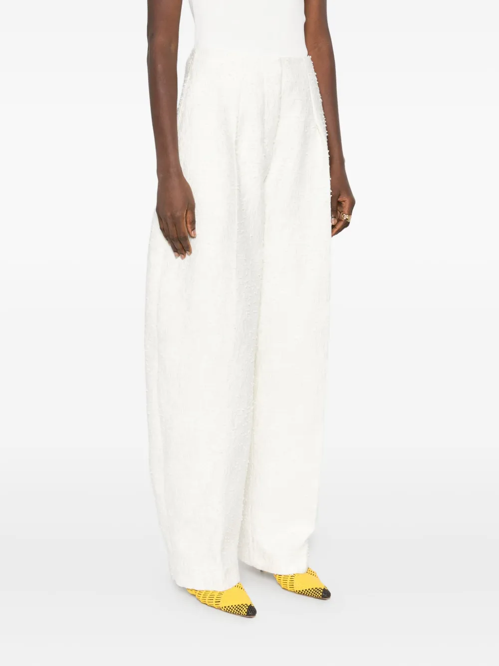 Jacquemus Le Curvo tweed broek Wit