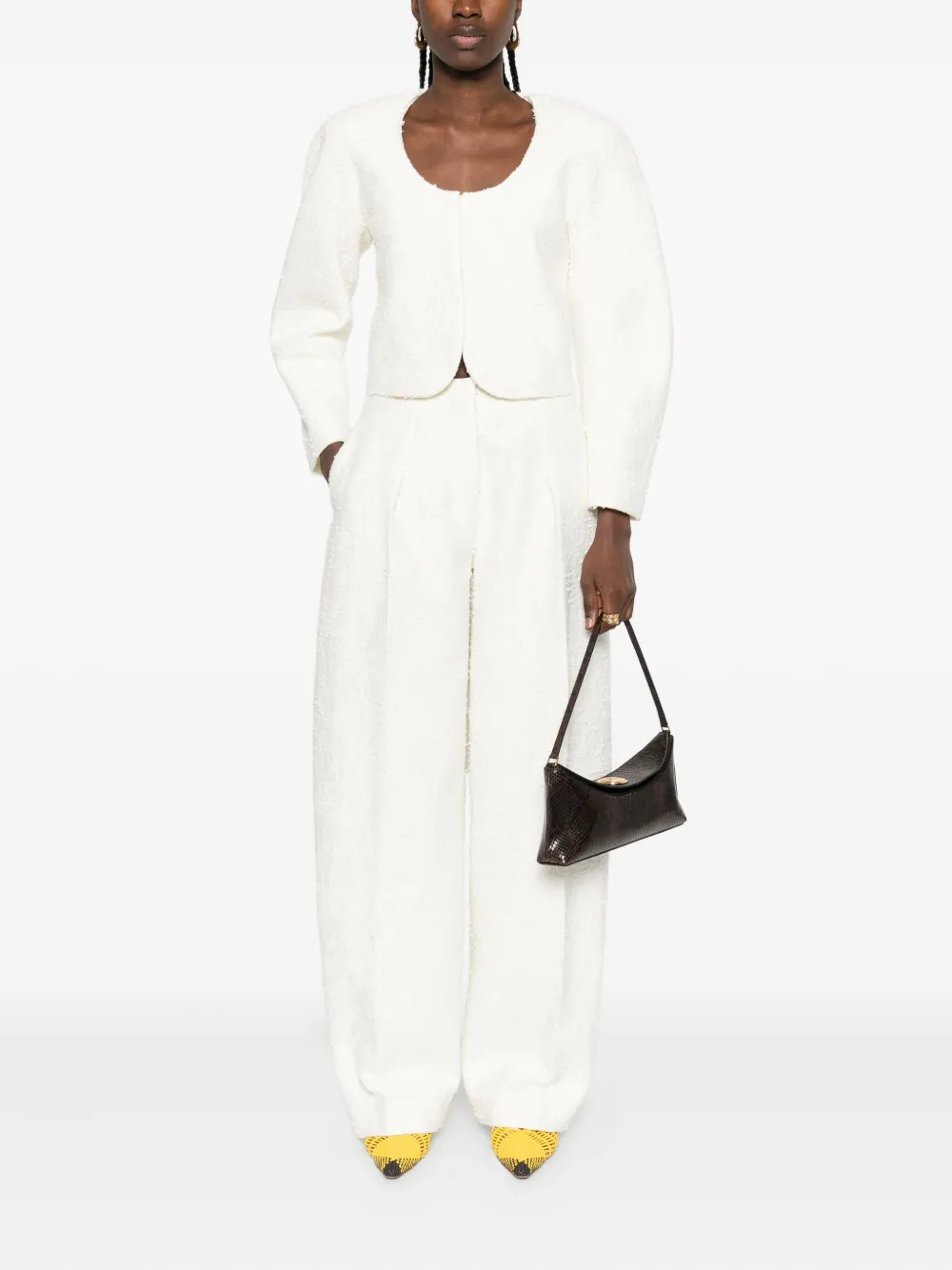Jacquemus Le Curvo tweed trousers - Wit