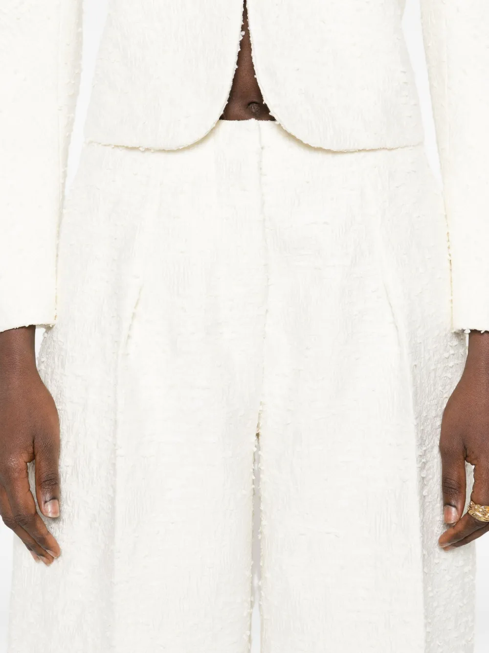 Jacquemus Le Curvo tweed broek Wit
