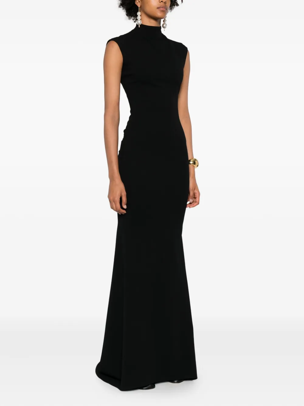 Jacquemus Womens Black La Robe Alba Cap-sleeves Stretch-woven Maxi Dress In Black