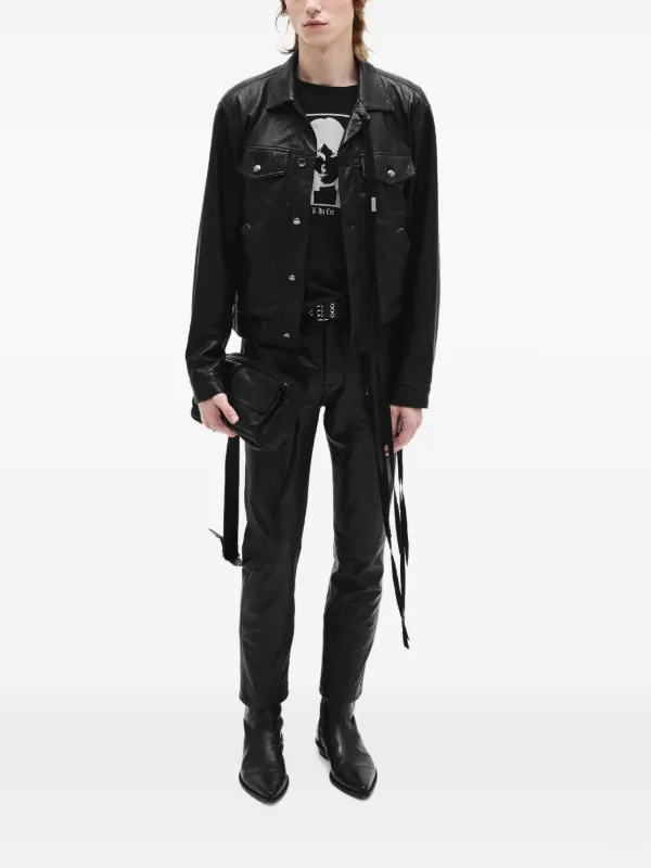 Ann Demeulemeester Raf Leather Jacket | Black | FARFETCH