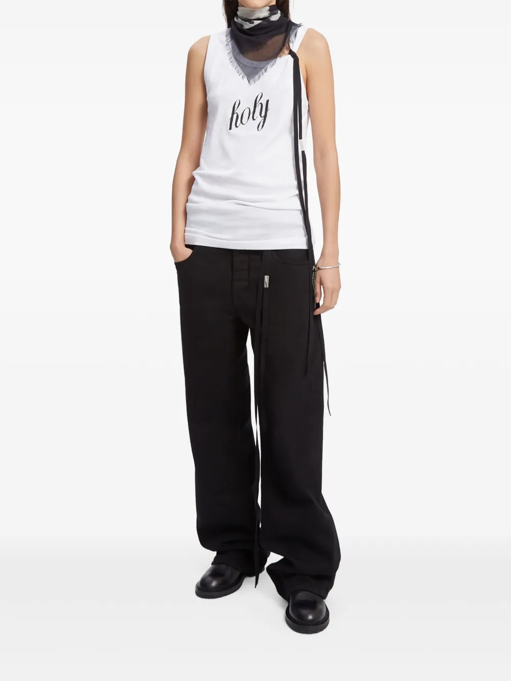 Ann Demeulemeester Sjaal met print - Grijs