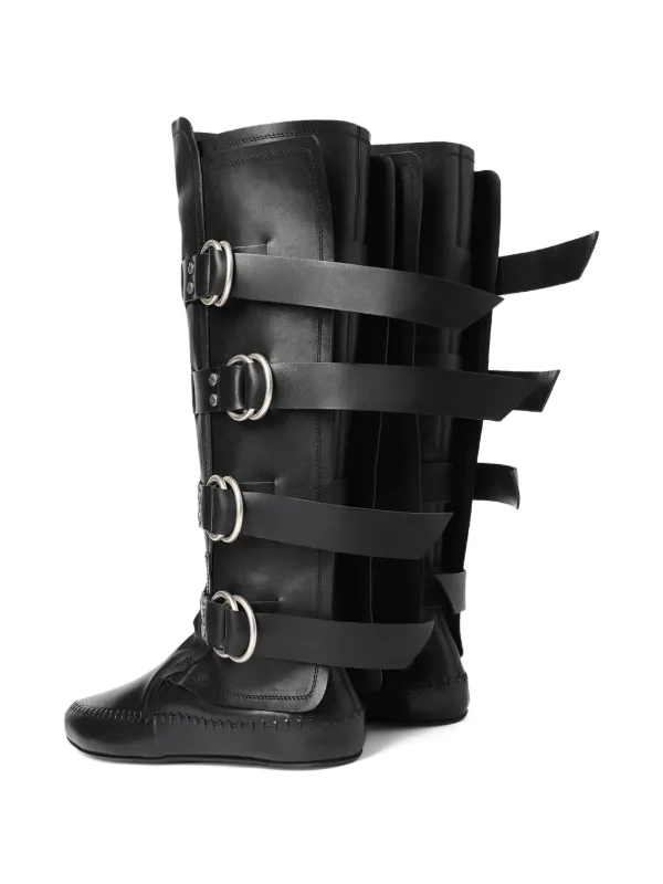 Ann Demeulemeester Siver Biker knee-high Boots | Black | FARFETCH