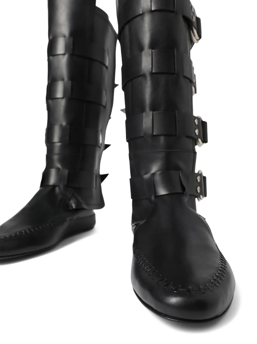 Ann Demeulemeester Siver biker knee-high boots Black