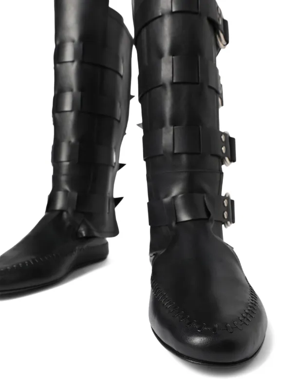 Ann Demeulemeester Siver Biker knee-high Boots | Black | FARFETCH