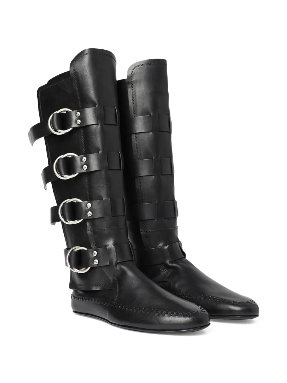 Ann Demeulemeester Siver biker knee-high boots Black