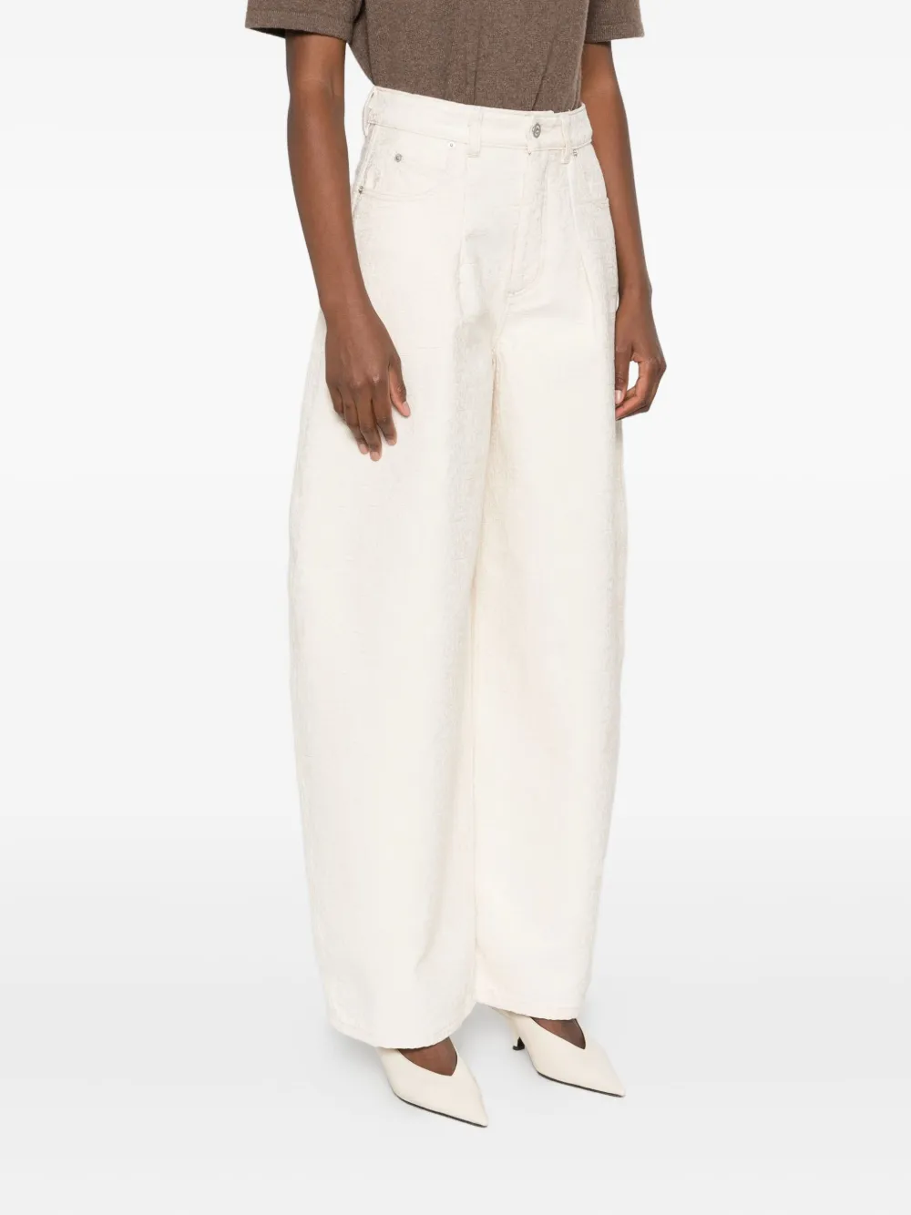 Jacquemus Trousers With Pleated Front And Side Pockets In Neutral
