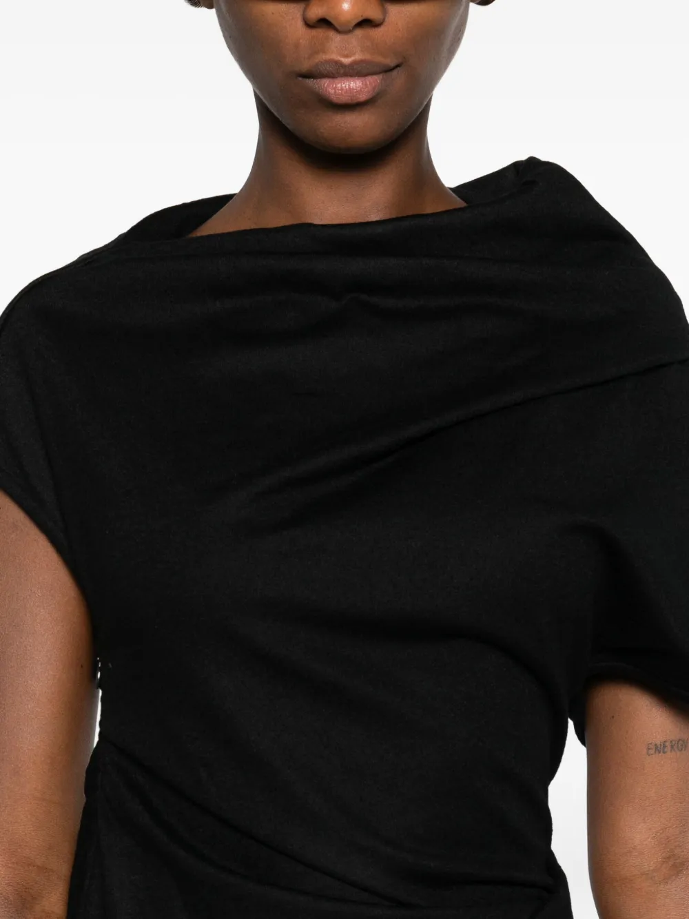 Entire Studios Midi Dress With High Neckline And Slits In Black