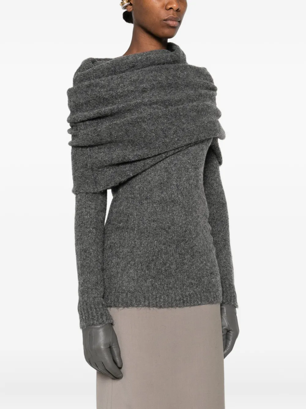 Entire Studios Bound Off-shoulder Sweater In Gray