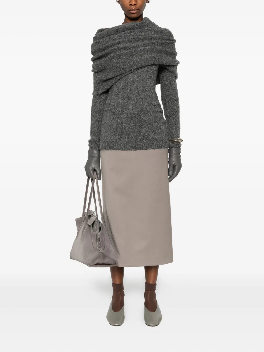 Entire Studios Bound Off-shoulder Sweater In Gray