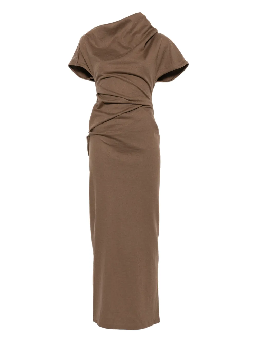 ENTIRE STUDIOS high-neck draped midi dress | Brown | Image 1
