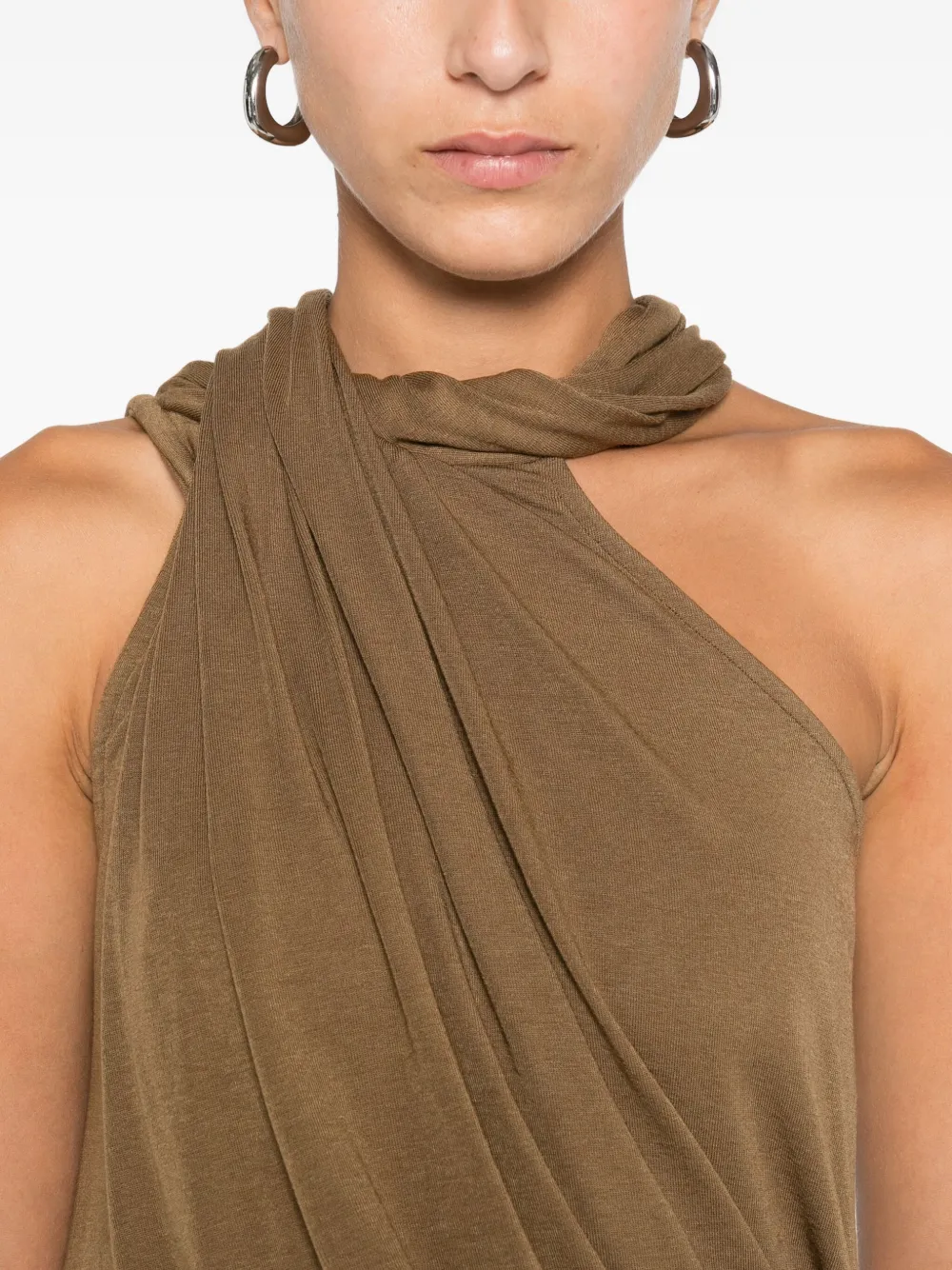 Entire Studios Dalters Draped One-shoulder Top In Brown