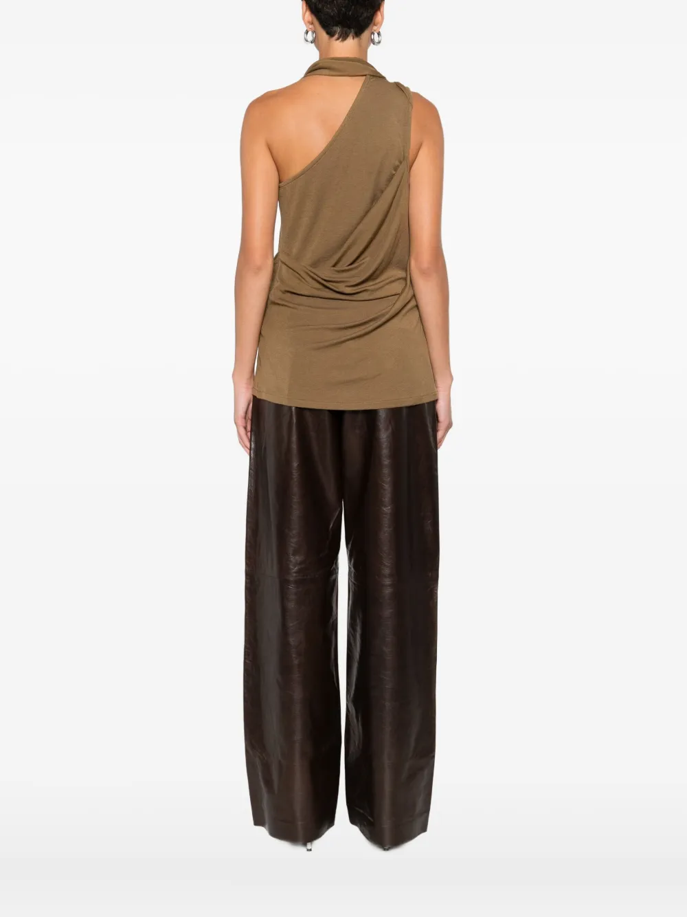 Entire Studios Dalters Draped One-shoulder Top In Brown
