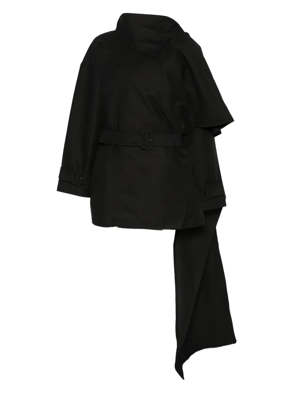 Entire Studios Belted Cape Coat In Black